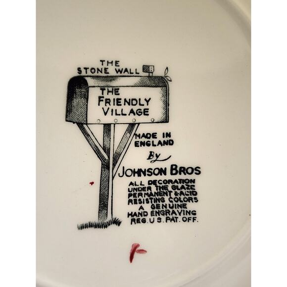 BOWL/SOUP-JOHNSON BROS.-"The Friendly Village"-Traditional Scene-Brown, Cream - Picture 5 of 9